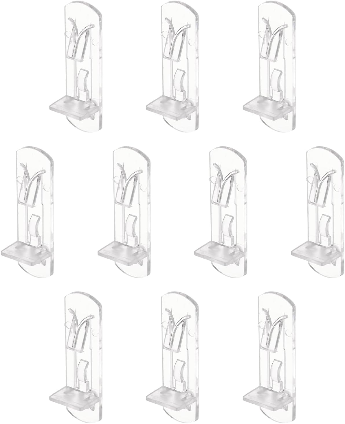HARFINGTON 10pcs Cabinet Shelf Clips 6.9mm/0.27" Self-Locking Polycarbonate Plastic Shelf Support Peg Clips for 16mm Board Furniture Bookcase Wardrobe, Transparent