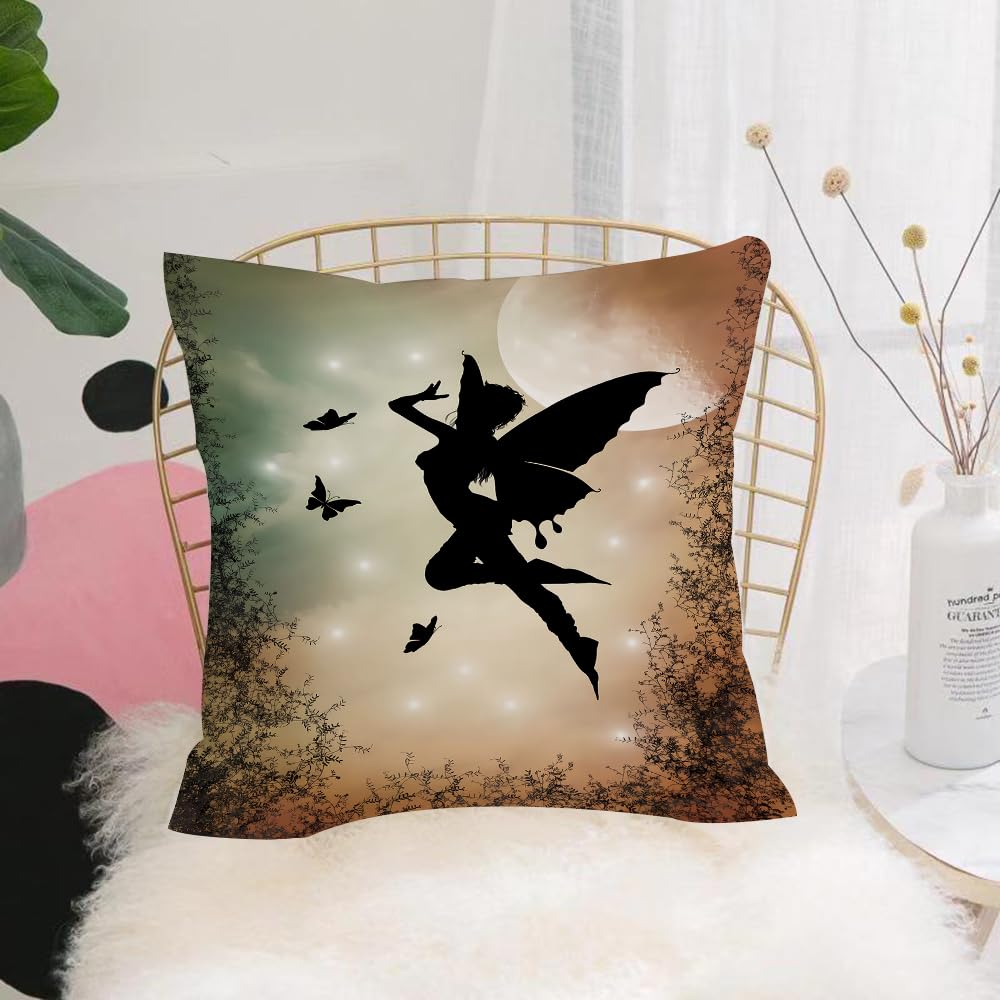 HYOSXW Cushion Cover,Throw Pillow Case Home Decorative for Living Room Bedroom Sofa Chair 16X16 Inch,green wallpaper that design with beautiful fairy lady,Pillowcase 40X40cm