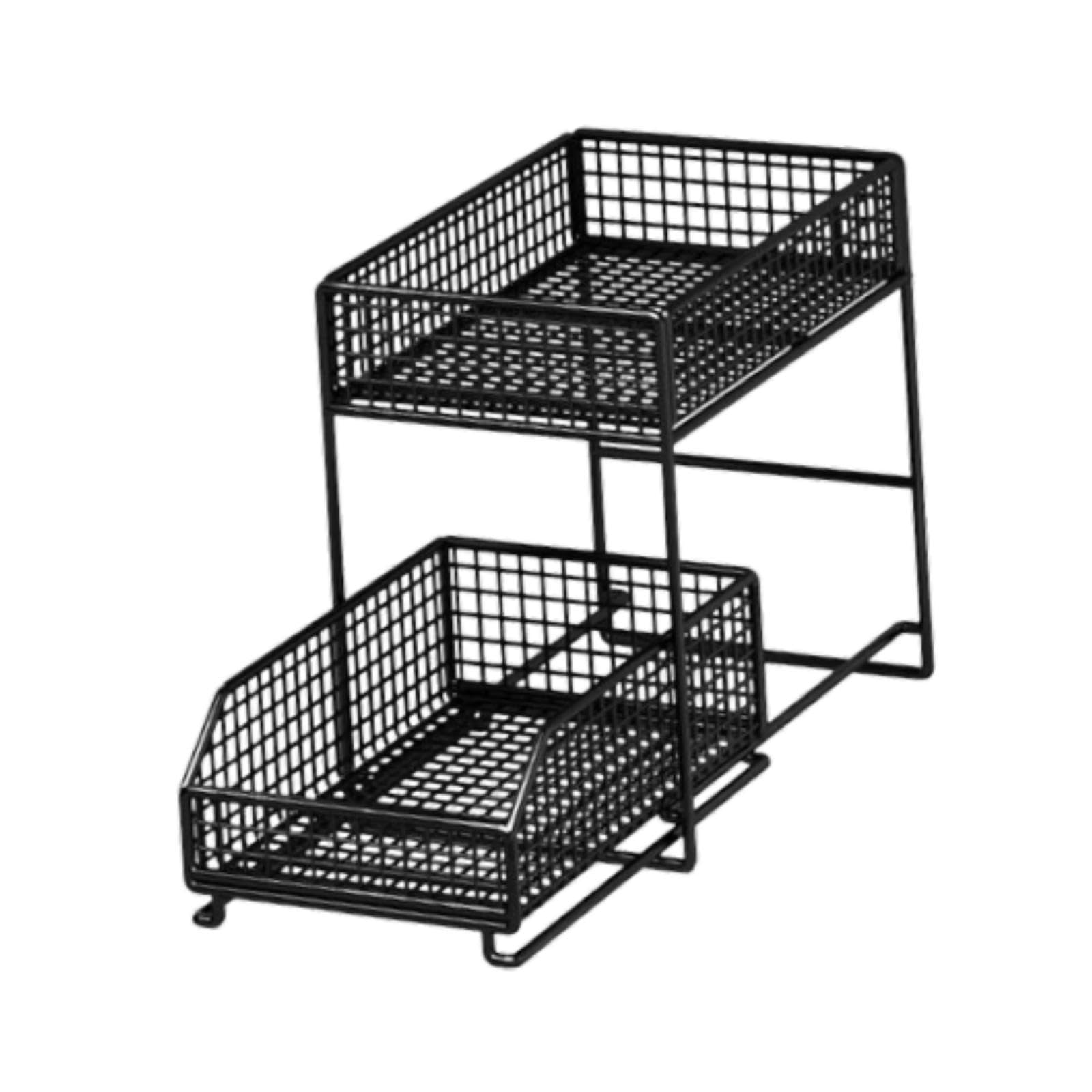 Qianly Organizador Bajo Fregadero con Deslizante Estante de Hierro Robusto y Capacidad Ampliada Adecuado para Baño Cocina Dormitorio Organización, tal como se describe, S