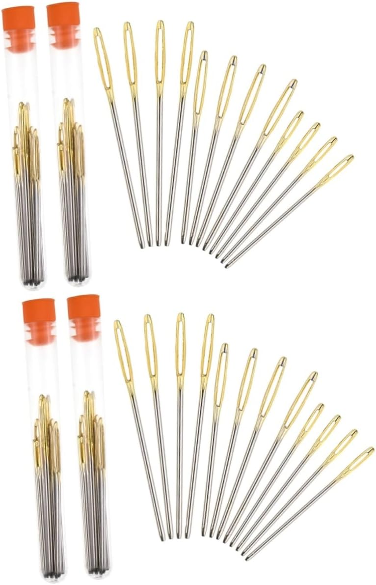 NUOBESTY 4sets Stainless Steel Blunt Needles for Weaving and Knitting with Storage Bottle Weaving Tools for Crafts and Sewing Projects