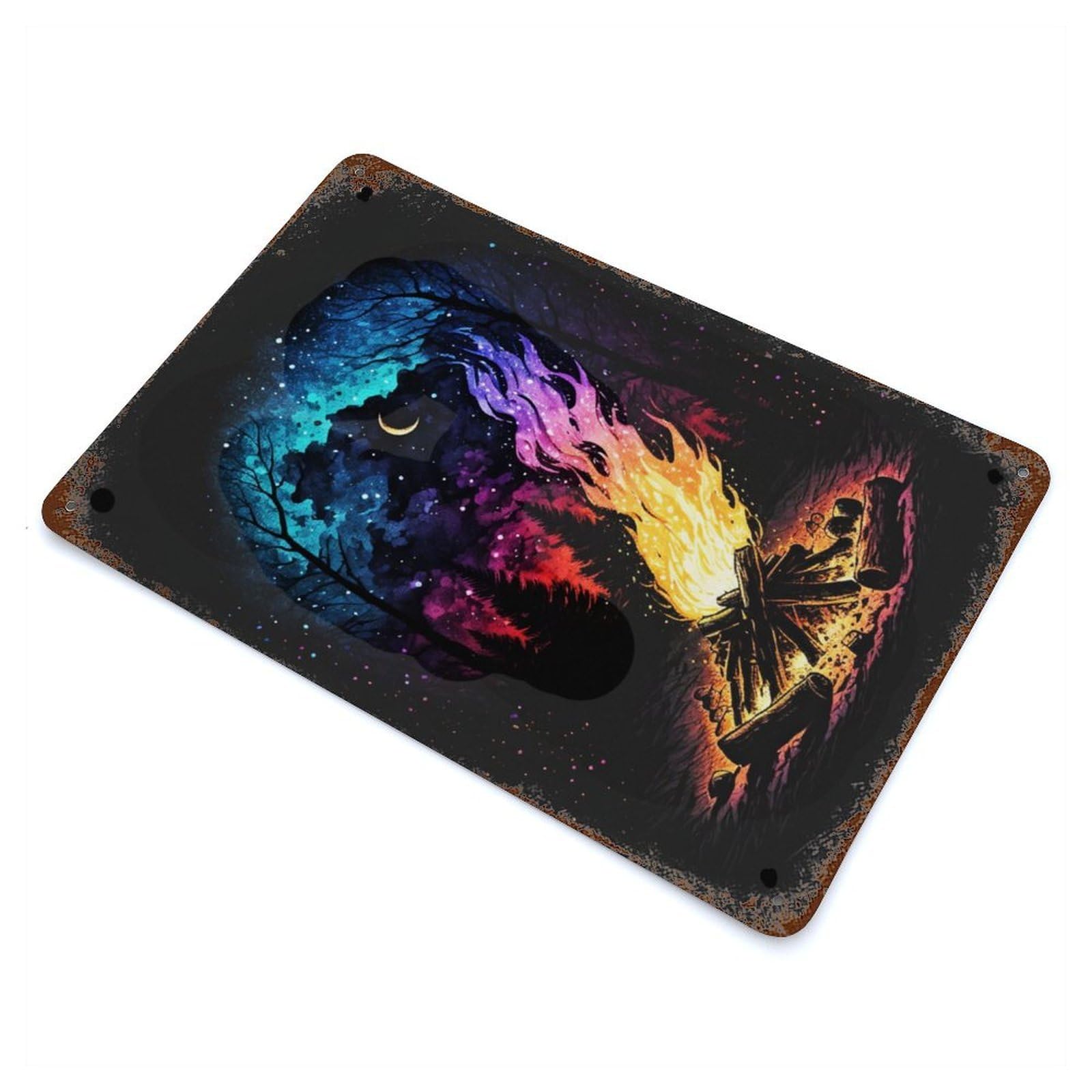 Nice Galaxy Campfire Vintage Rust Metal Sign 11.8"x7.9", for Basement, Hobby Room And Garage Decor, Farmhouse Wall Decor