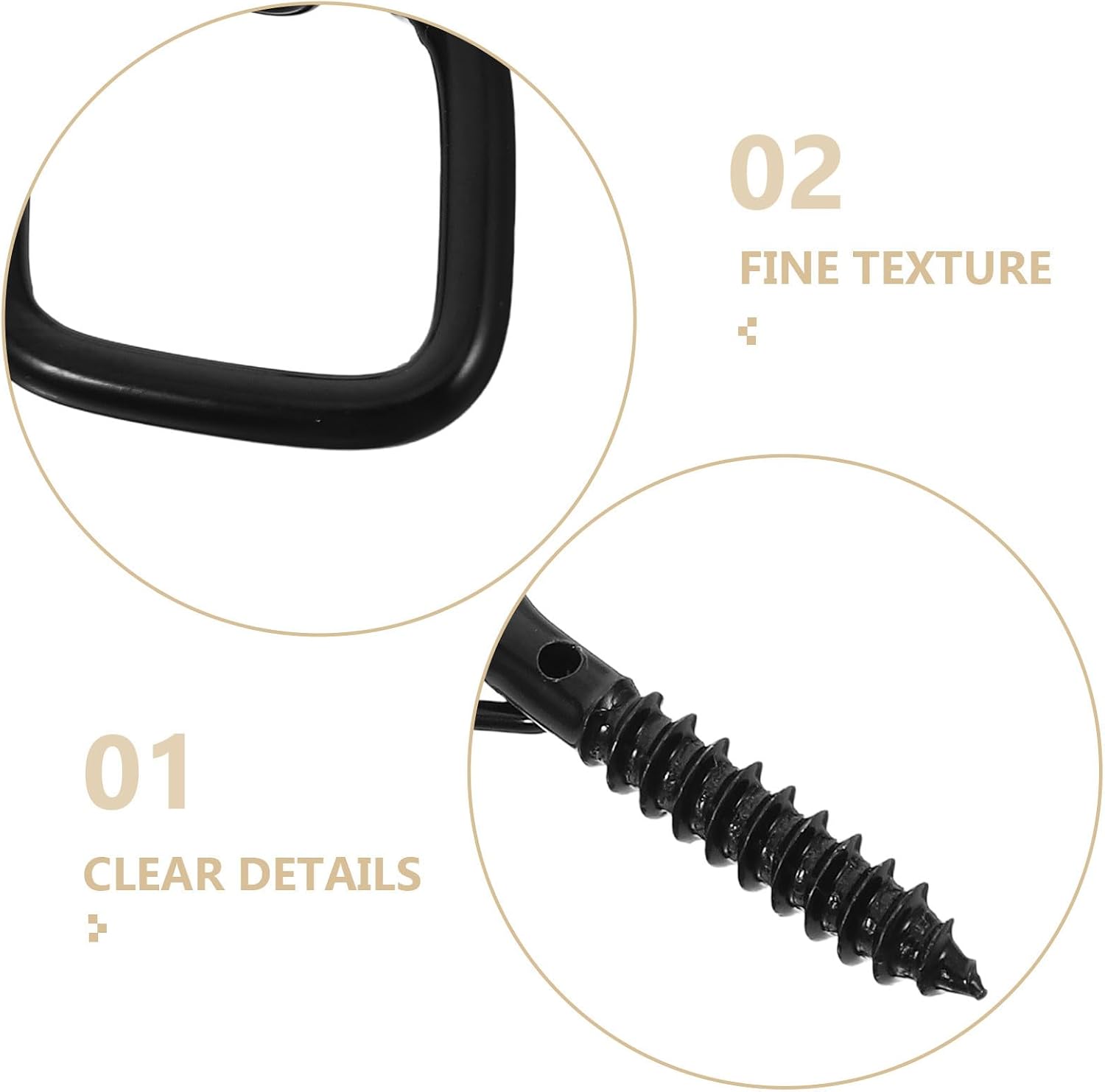 Levemolo Stainless Steel Screw-in Hooks Dark Color Curved Multi-use Hanging Solution for Organizing and Hanging in Offices and Garages Outdoor Hooks