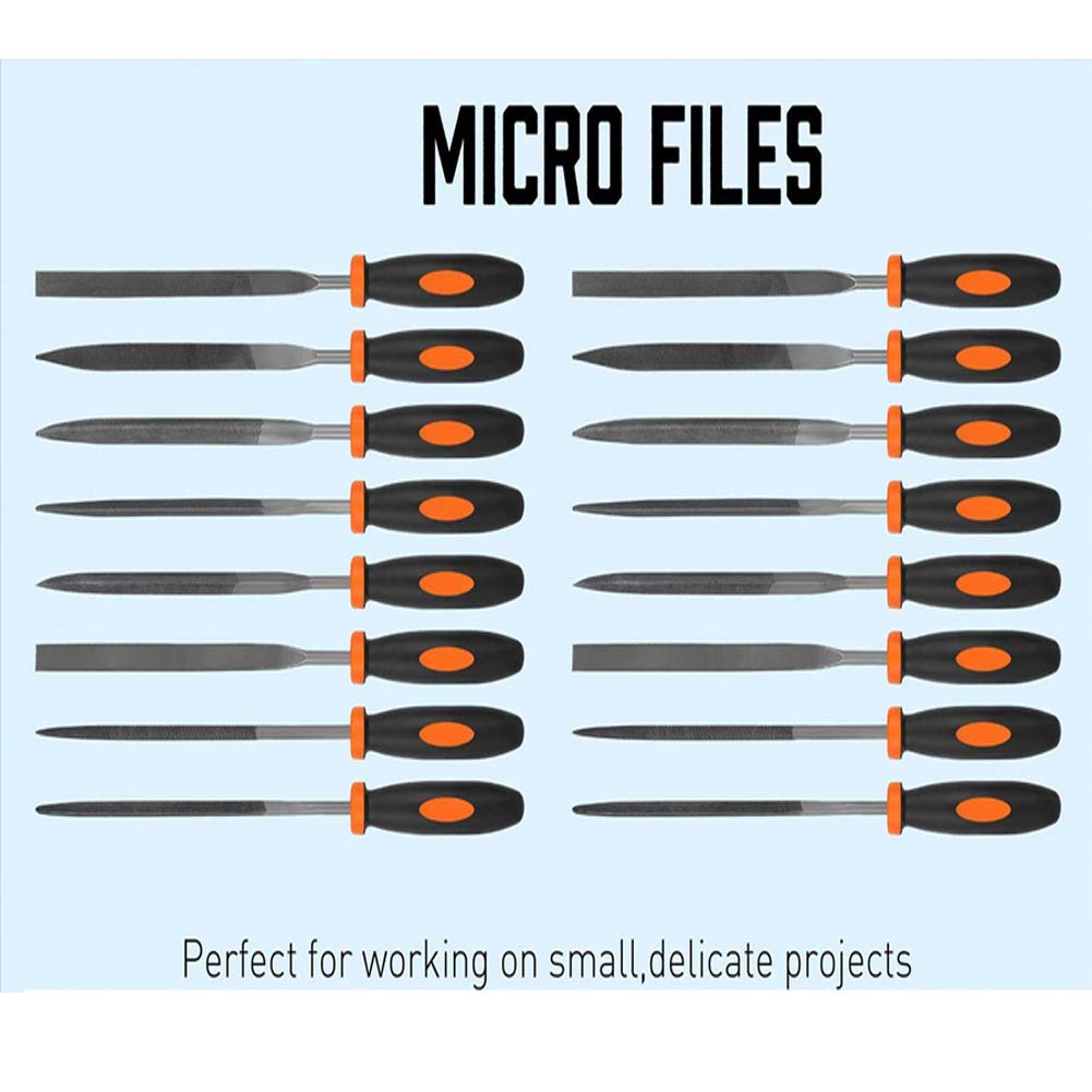 Set Di Lime 21 Pezzi in Acciaio Al Carbonio, Lima Per Sbavatura Manuale Con Custodia, File Semicircolari, Rotonde, Triangolari Per Applicazioni in Legno, Metallo, Modello E Hobby