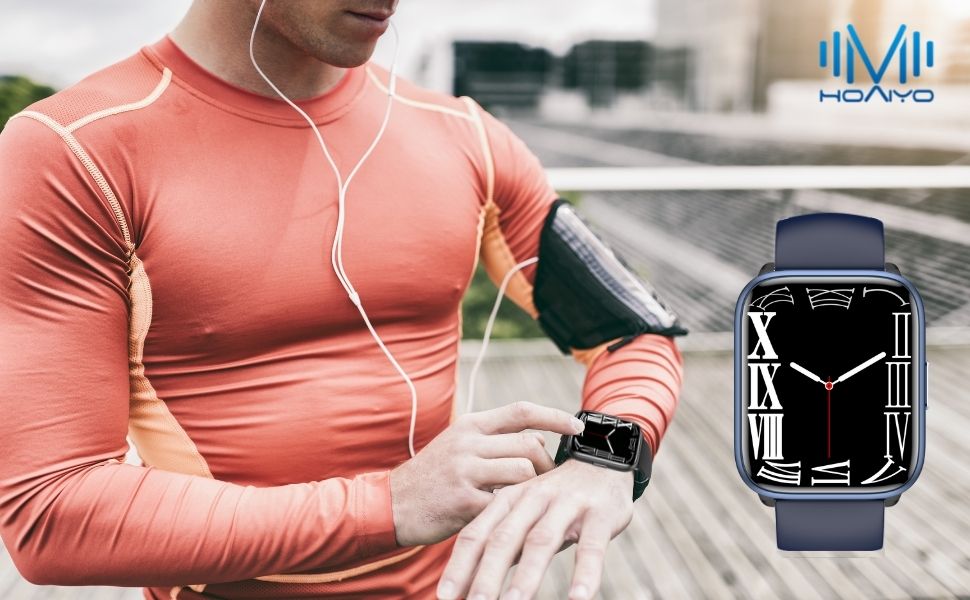 Amazon.com: HOAIYO 男性女性智慧型手錶,1.8 吋觸控螢幕,100 多種運動