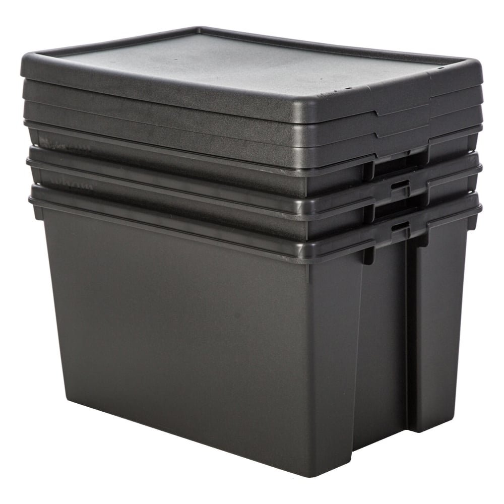 3 x Wham Bam Heavy Duty reciclado Box – 62 l, con Tapa – 59,5 x 40 x 37 cm – Negro