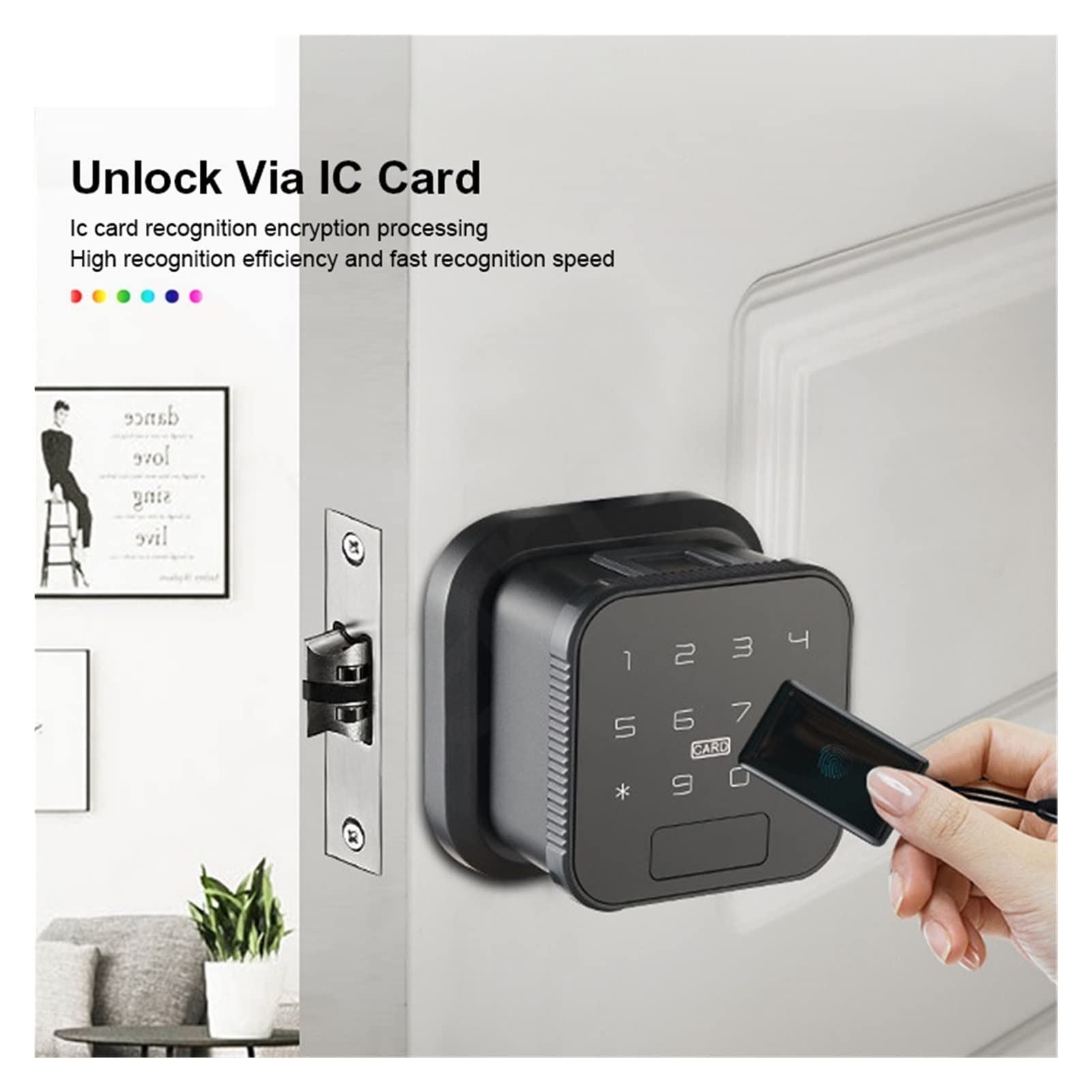 Inteligentny zamek do drzwi, Smart Fingerprint Lock For Bluetooth Spherical Indoor Wooden Door Electronic Keyless Entry Unlock Via Password(22 x125 Double Latch)
