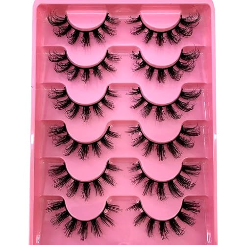 HBZGTLAD Paquete de 6 pares de pestañas postizas esponjosas naturales de imitación de visón 3D (SY-07)