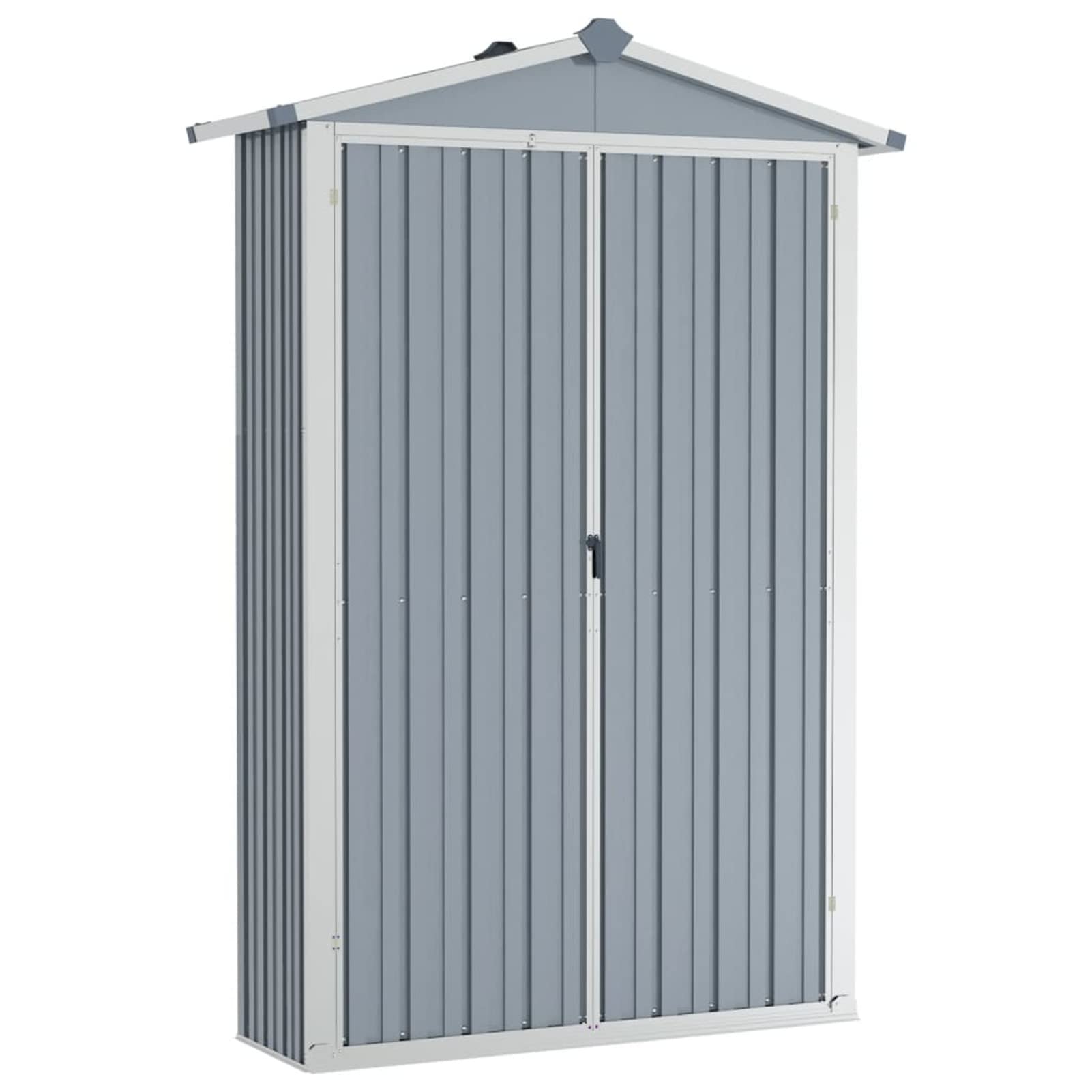 Cobertizo de Jardín Acero Galvanizado Armario Exterior Metalico Almacenar Herramientas, Muebles de Jardín y Equipos de Jardinería Gris 107,5x46x183cm