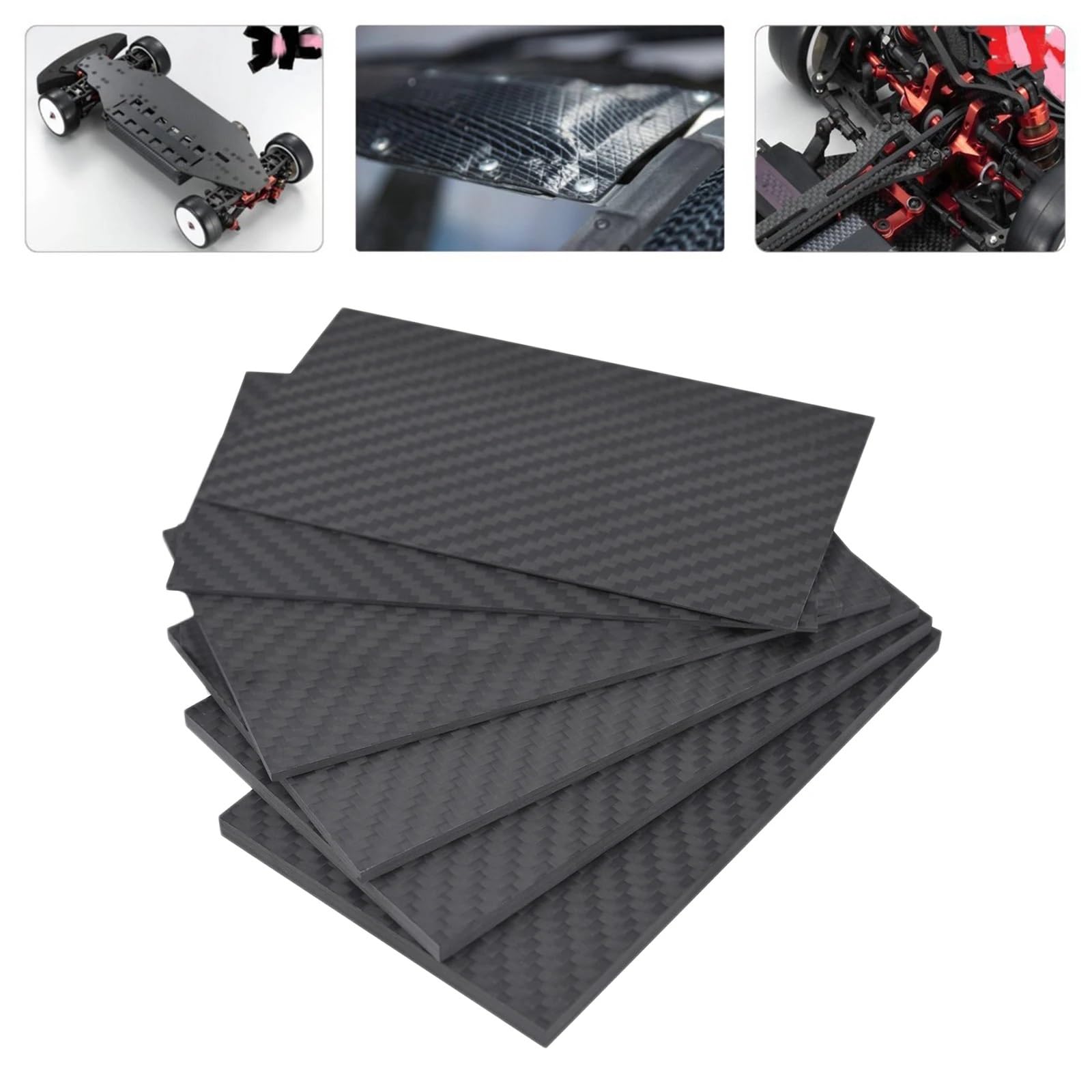 Carbonfaserplatten 125 mm x 75 Kohlefaserplatte mit hoher Härte, 0,5 mm/1 mm/2 mm/3 Dicke, UV-beständig für Heimwerker(125x75x3mm)