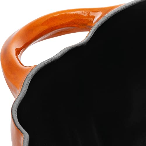 Image of STAUB Cast Iron Dutch Oven 3.5-qt Pumpkin Cocotte with Stainless Steel Knob, Made in France, Serves 3-4, Burnt Orange
