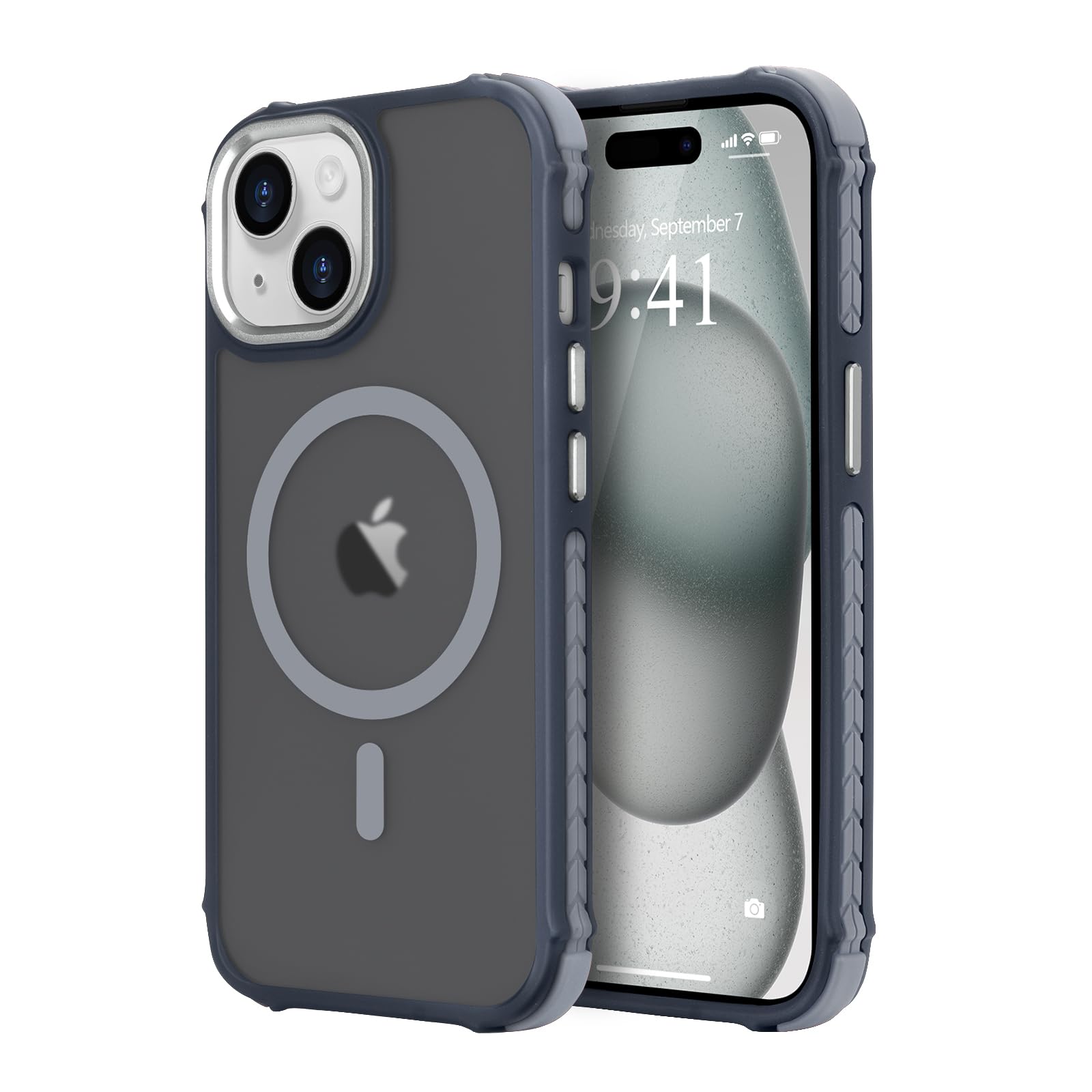 LLZ.COQUE Magnetic for iPhone 15 Case, Compatible with Magsafe, Bumper Military-Grade Protective Cover, Slim Shockproof Anti-Scratch Translucent Matte