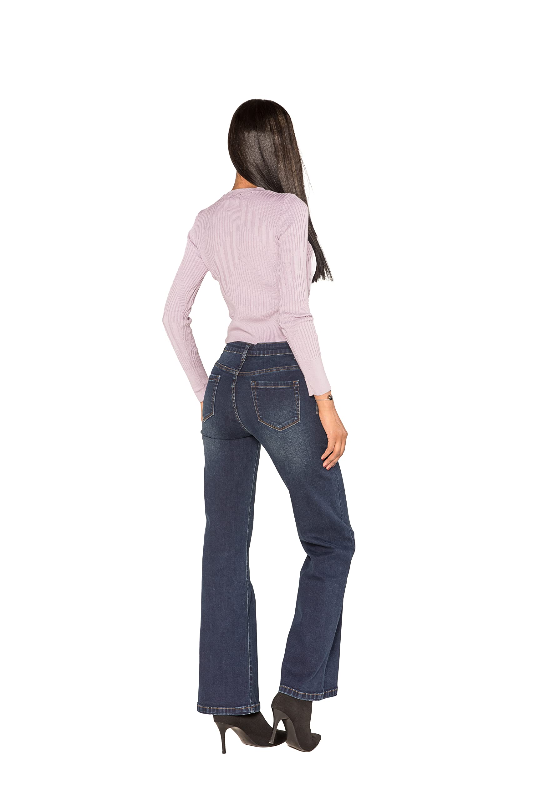 Nina Carter P080 Jeans da donna Flared Bootcut Jeans a vita alta