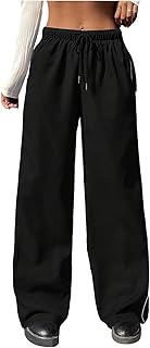 Women's Baggy Parachute Cargo Pants Drawstring Waist Sports Gym Jogger Sweatpants Streetwear