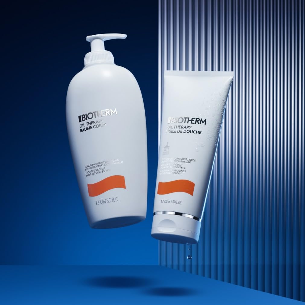 Biotherm, Aceite de Ducha Nutritivo, Para Pieles Secas, Suaviza, Calma y Limpia, Enriquecido con Aceites Esenciales de Rosa Mosqueta y Albaricoque, Oil Therapy Huile de Douche, 200 ml