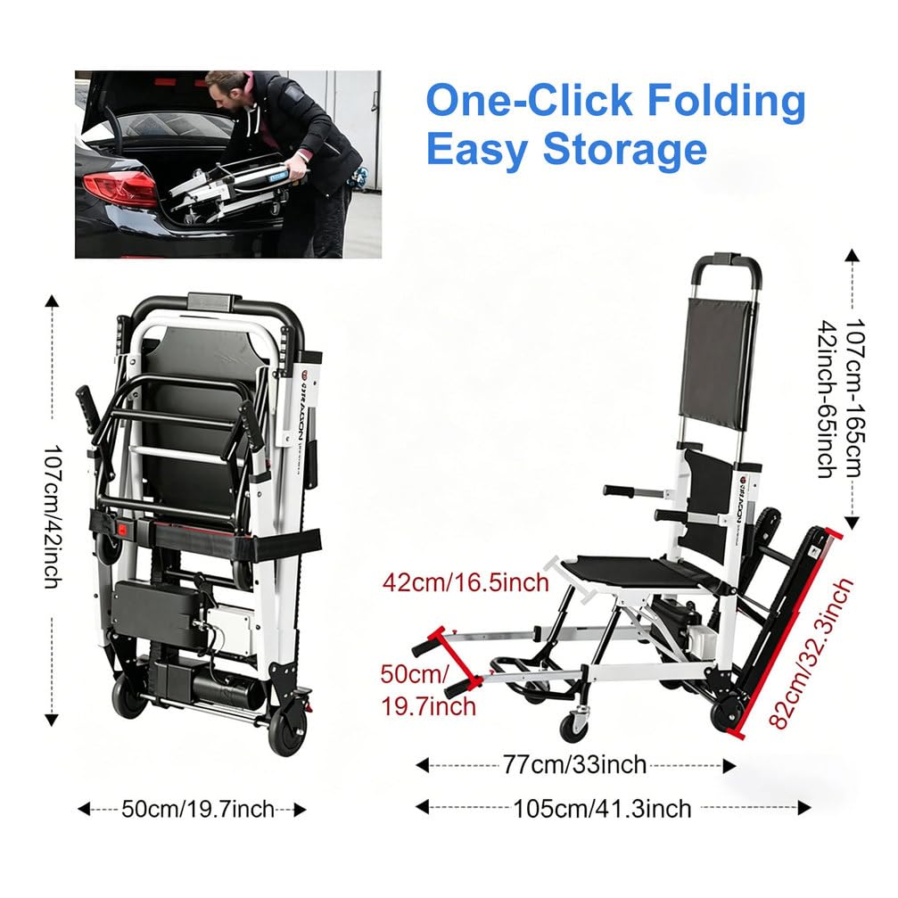 Sedia a rotelle elettrica scalatrice Pieghevole per Anziani e disabili, scalatore Portatile in Alluminio, Batteria 24V 13Ah, cingoli Gomma Regolabili e Ruote 360°,Verde