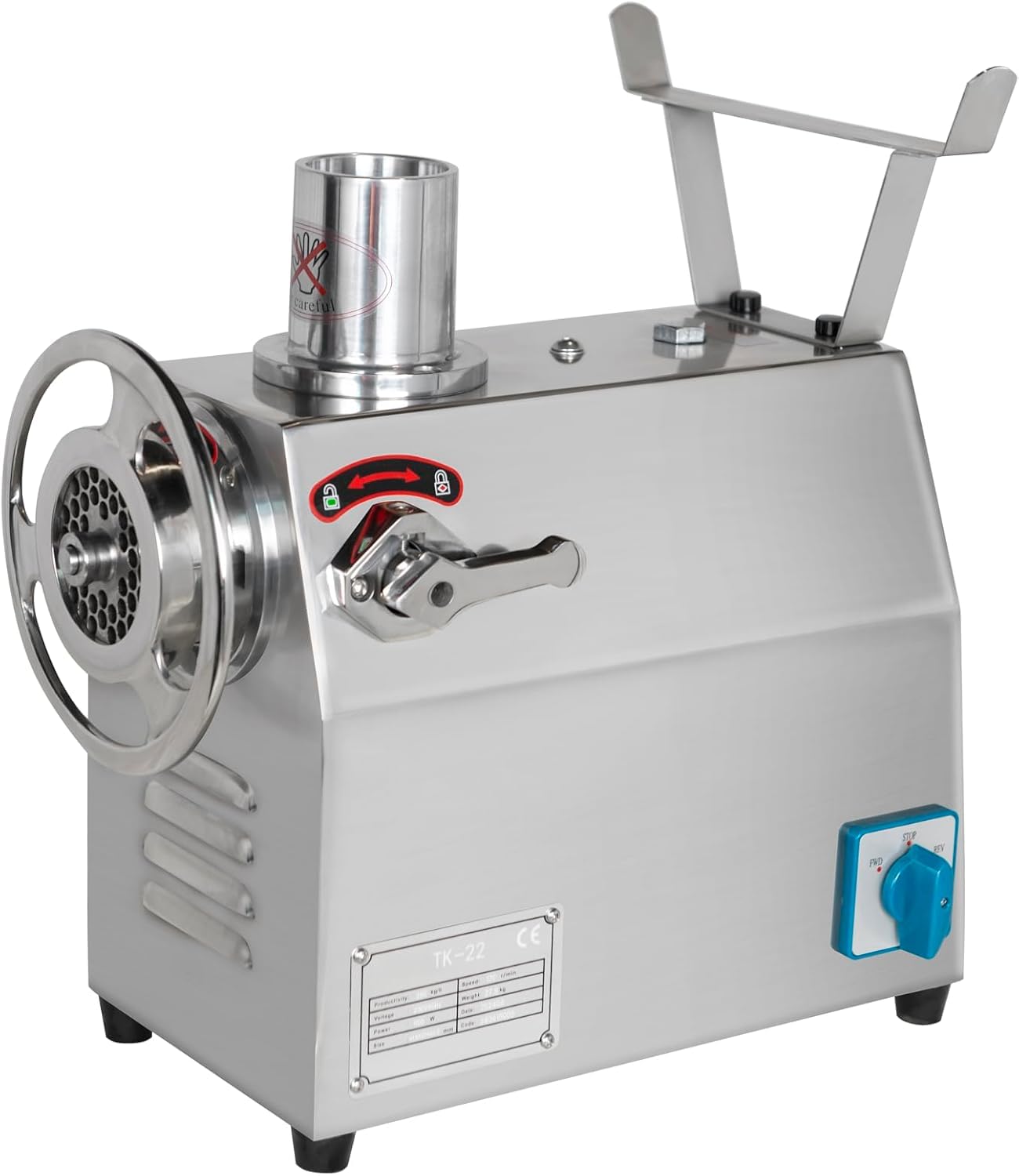 Picadora de carne eléctrica de acero inoxidable de 350 kg/h para uso doméstico y comercial con boquillas
