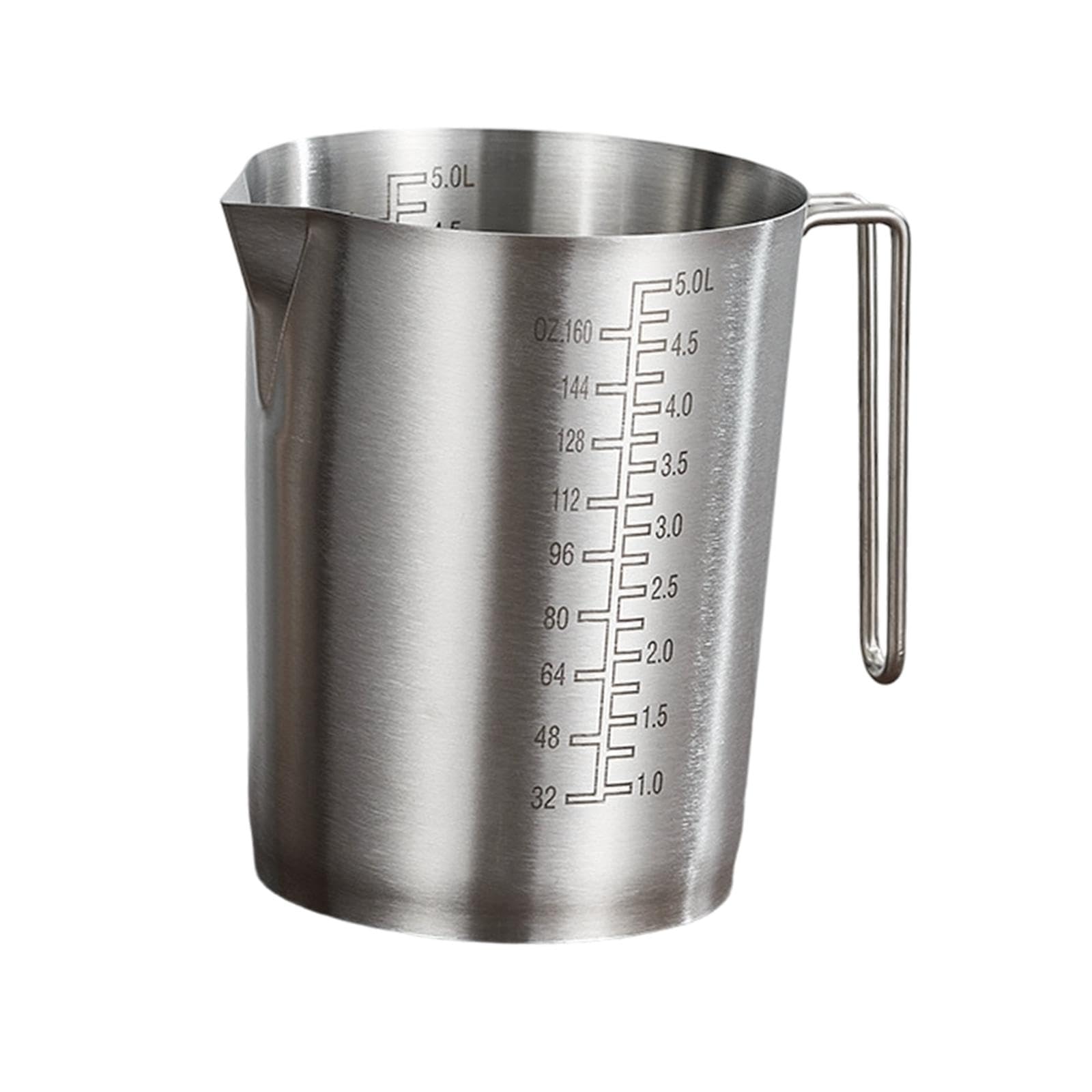 Generic Vaso Medidor con Graduaciones Internas Y Externas, Acero Inoxidable, Mango, Boquilla para Verter, Utensilio de Cocina Adecuado para, 5l, Individual