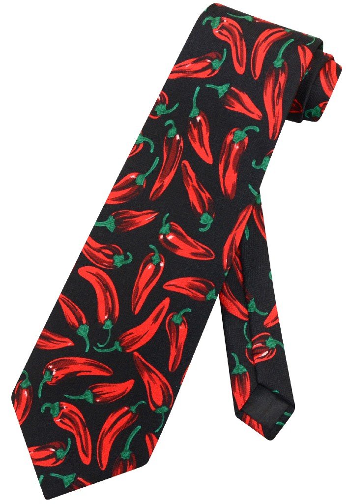 True Affair Red Chili Pepper NeckTie Hot Pepper Chilli Pepper Design Mens Neck Tie