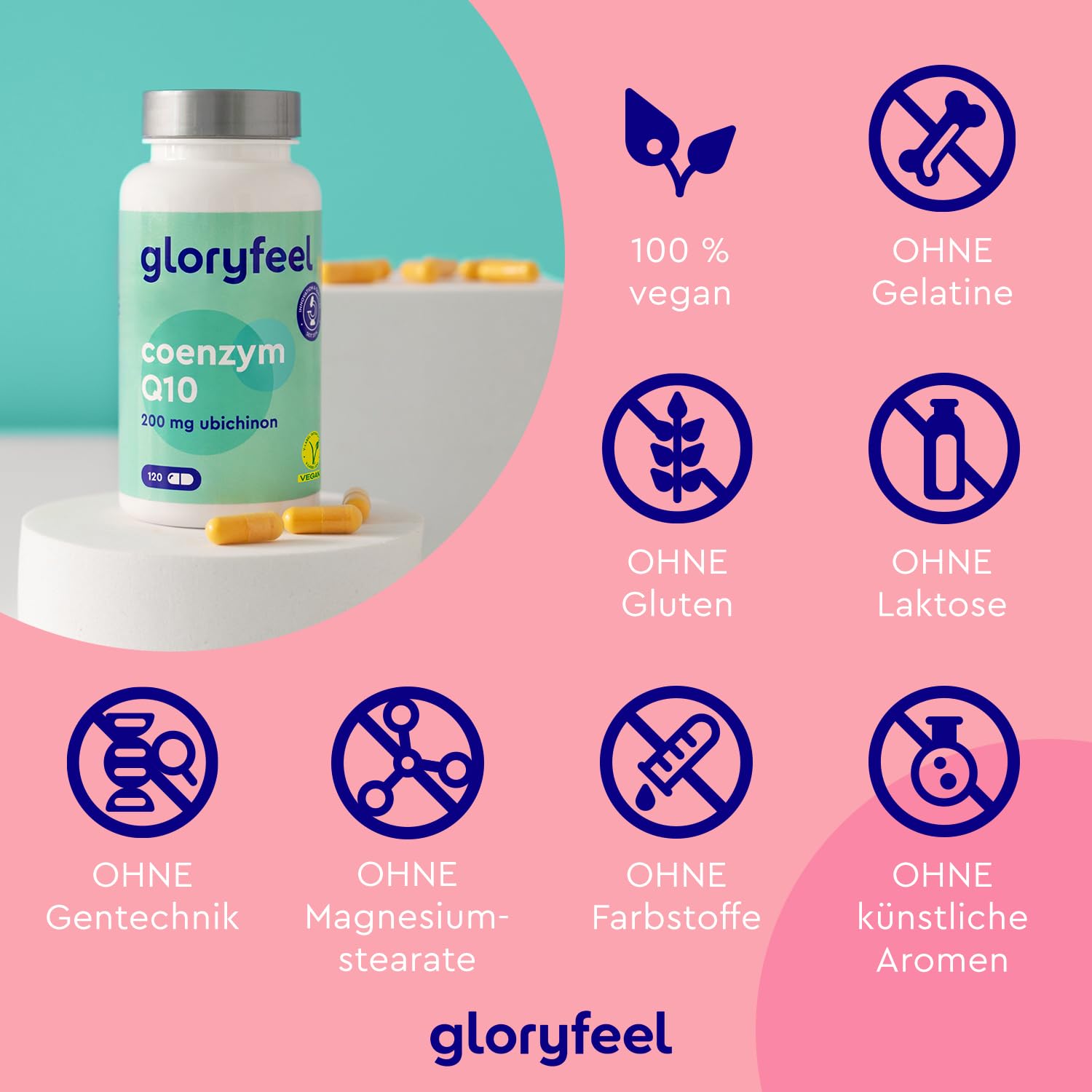 Coenzym Q10 Hochdosiert - 200mg pro Kapsel - 120 vegane Kapseln (4 Monate) - CoQ10 aus pflanzlicher Fermentation - Laborgeprüft, ohne Zusätze in Deutschland hergestellt