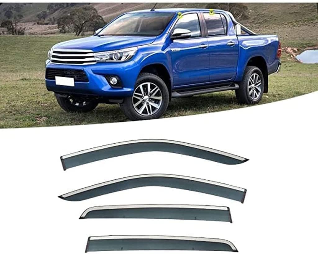 PANXUC Car Wind Deflectors for Toyota Hilux 2015-2023, Side Window Wind Rain Deflector Window Visor Sun Rain Guard Smoke Guards