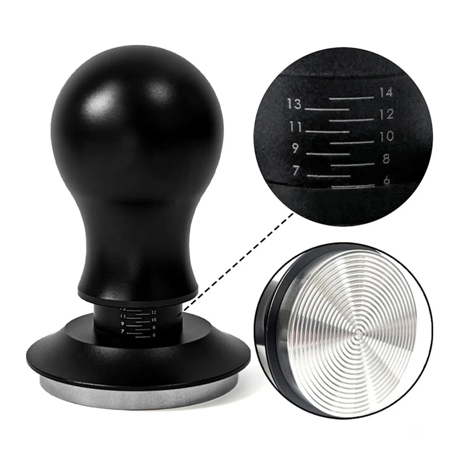 Genérico Tamper de café con resorte 58mm, mango redondeado 15lb, Base ondulada, herramienta compactación Espresso autonivelante