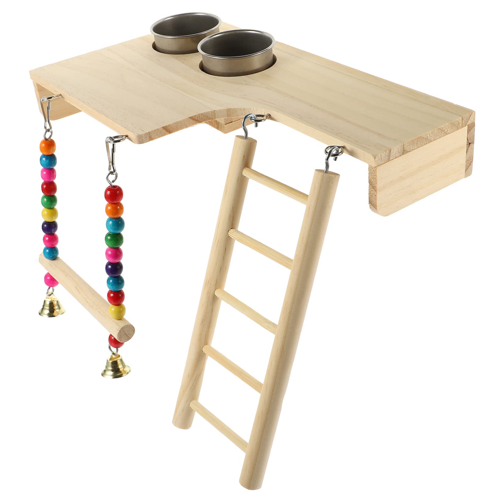 BESPORTBLE Bird Cage Toy Wooden Ladder Swing Bird Perch Platform Bird Ladder Toy Parrot Stand Bird Accessories for Cages