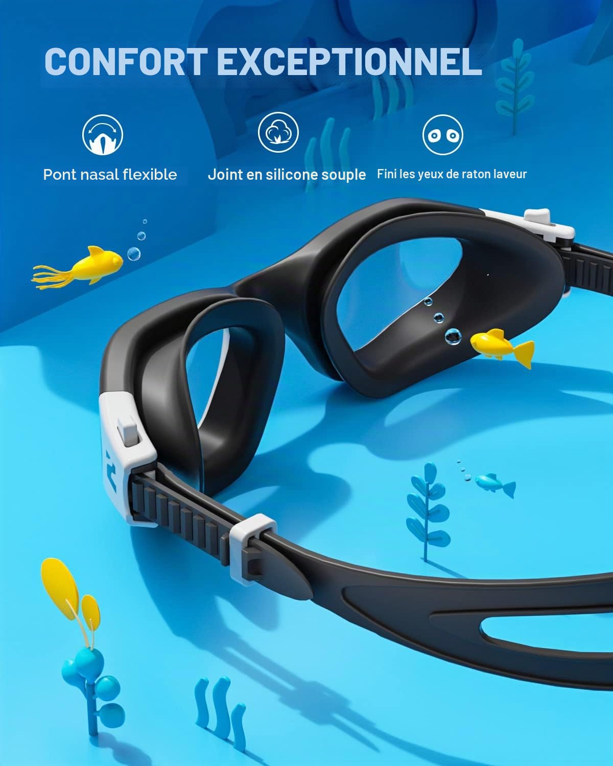 ZIONOR G1MINI Lunettes de natation pour enfants, polarisées/non polarisées, confortables, anti-buée, protection UV, pour filles et garçons, de 3 à 14 ans