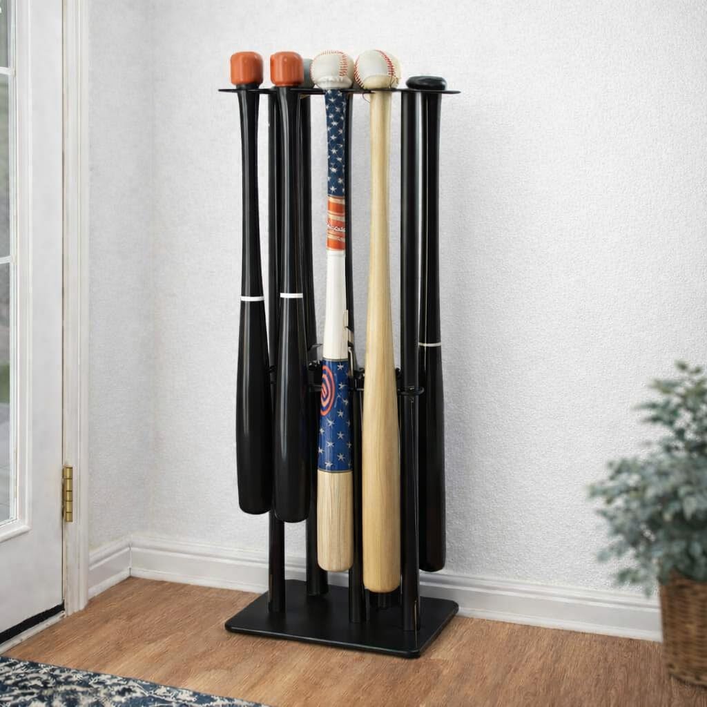 Support de batte de baseball, peut contenir 8 battes et 5 balles, support autoportant pour battes de baseball, pour garage, maison et pirogue, support de rangement pour batte de baseball en