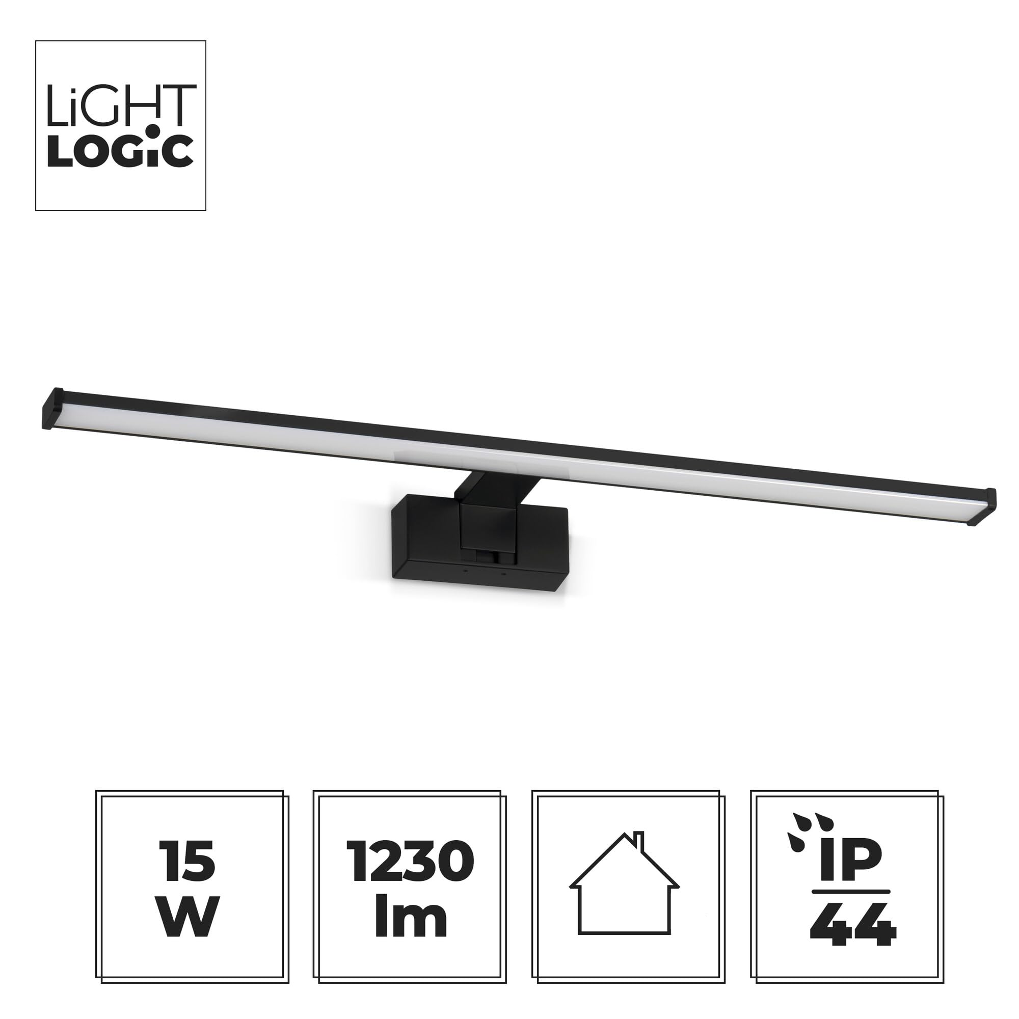 Lampa łazienkowa LL WALL LAMP 15W czarna kinkiet nad lustro 80cm IP44 LED