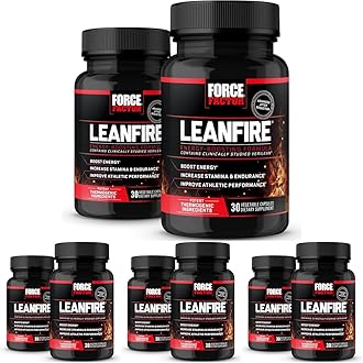Force Factor LeanFire, Pre Workout Energy Pills with Green Tea Extract and Caffeine to Increase Energy, Build Lean Muscle, Improve Athletic Performance, and Enhance Focus, 30 Count (Pack of 8)