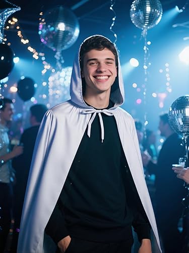 Miniatura 6 de GRAJTCIN Capa unisex con capucha para adultos, longitud completa, para Halloween, Navidad, fiesta, talla 43 a 67 pulgadas