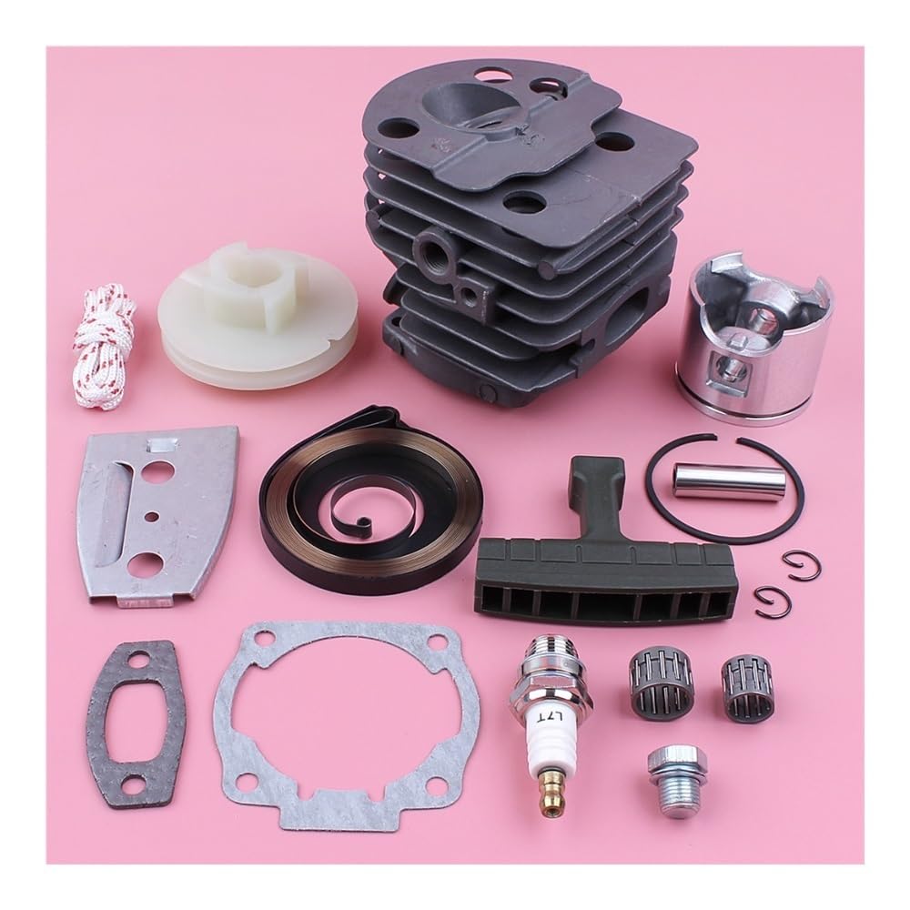 Kit de pistón Cilindro 46 mm, polea Arranque Retroceso, Resorte, Mango, Cuerda Agarre, Apto for Motosierra 55 51, Repuesto Parte
