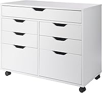 Vista 23 de Winsome Halifax - Cajoneras móviles de almacenamiento, 2 puertas, 4 cajones, para oficina en casa, color blanco