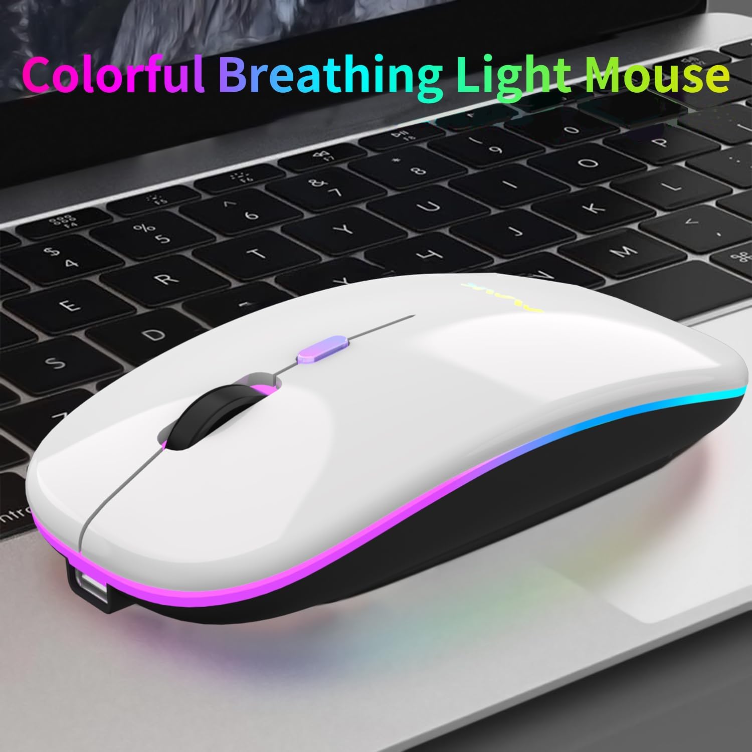 MMK Wireless Mouse with colorful breathing LED lights