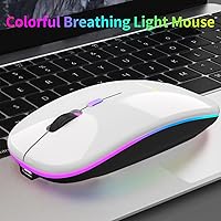 Vista 6 de Mouse con Bluetooth delgado de doble modo, inalámbrico y recargable (receptor Bluetooth 5.0 + 2.4 G), mouse portátil de 1600 DPI para MacBook