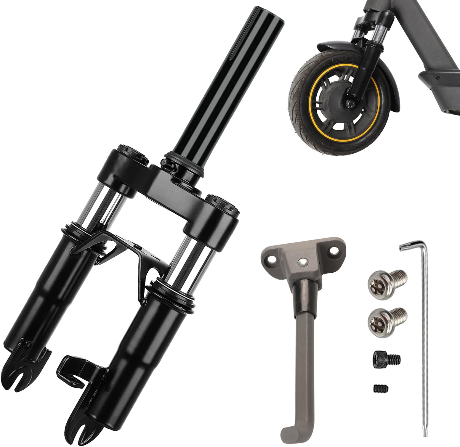 Electric Scooter Front Suspension Kit Spring Fork Compatible with Max G30 G30LP Segway Ninebot Electric Scooter Shock Absorption Parts Anti-Vibration Accessories with Foot Stand