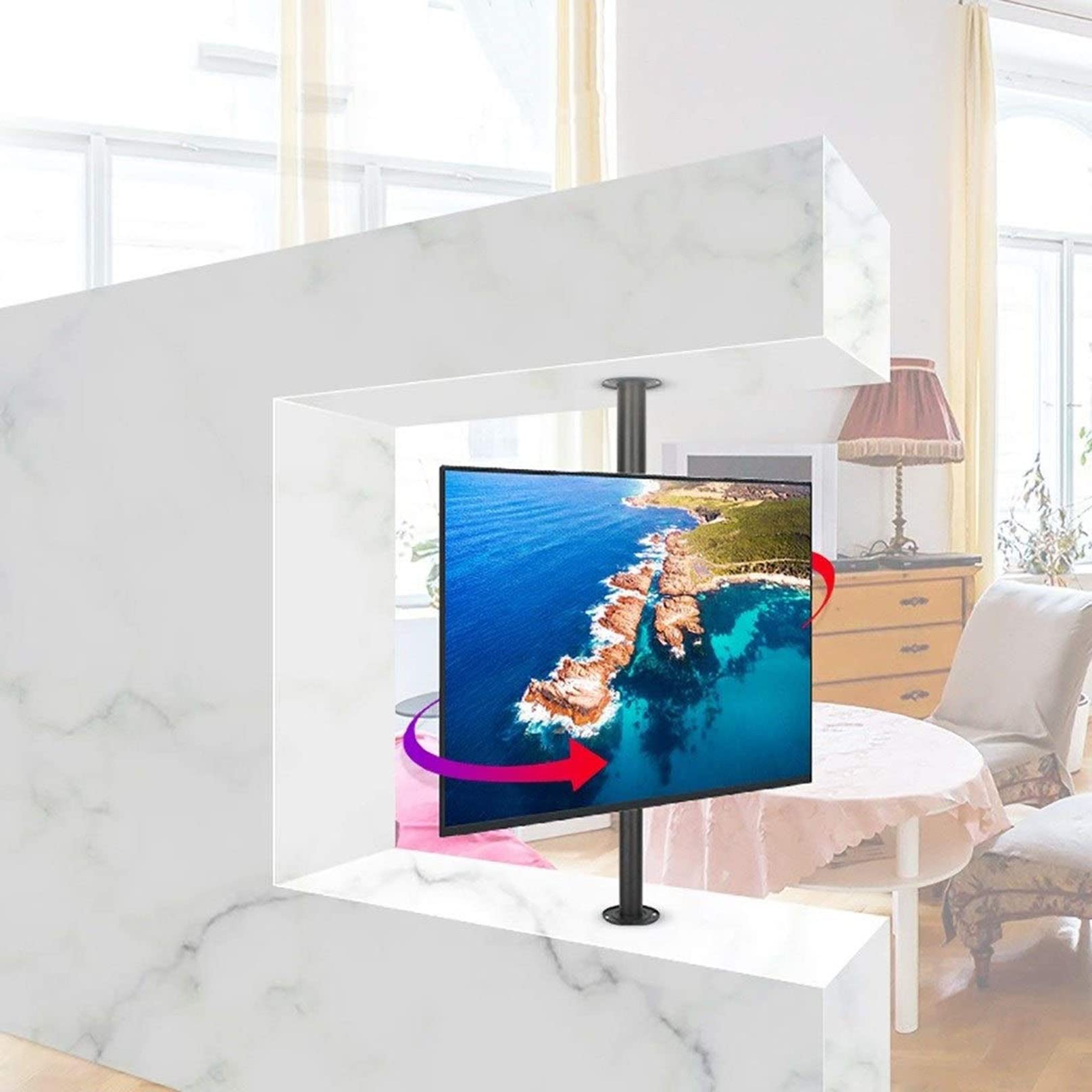 Support mural pour écran LCD 32-65 pouces avec hauteur réglable et base rotative 360