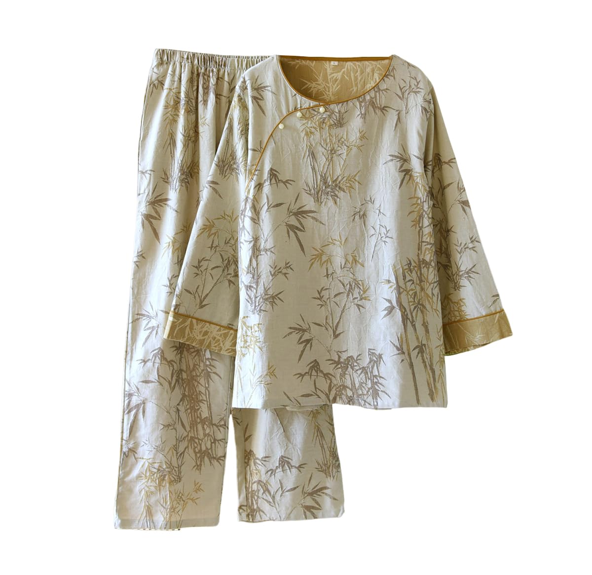 PRINCESS BRIDE Conjunto de pijama estilo kimono japonés de algodón jacquard de doble cara, ropa de dormir suave para mujer