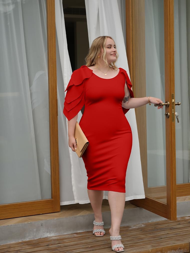 DAAWENXI Women's Elegant Ruffle Off The Shoulder Zipper Empire Midi Cocktail Dress - Image 3