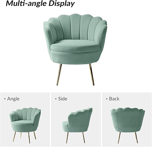 Miniatura 166 de HULALA HOME Moderno sofá biplaza de terciopelo con respaldo en forma de flor, cómodo sofá tapizado de 2 plazas con patas de metal dorado, sofá