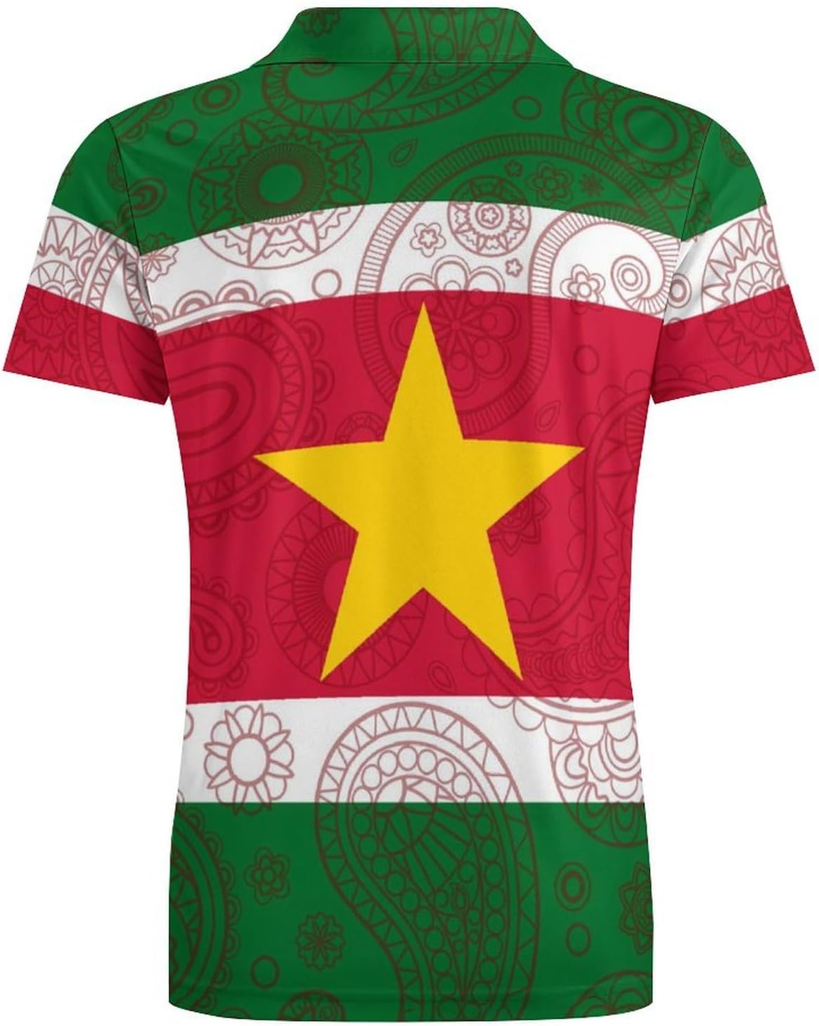 Suriname Flag Paisley Pattern Novelty Men's Short Sleeve Shirt Golf Tennis Shirts Work T-Shirt Sport Tee