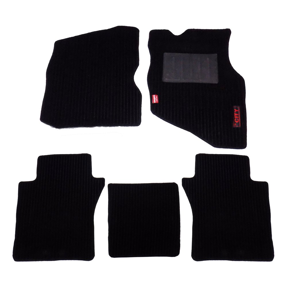Elegant Cord Black Custom Fit Car Mat Compatible with Honda City [2004-2009] - Set of 5 Pcs