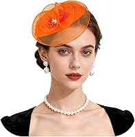 LOREMOW Women's Fascinator Hats - Flower Mesh Pillbox Tea Party Hat with Hair Clip for Church Wedding Vintage Style