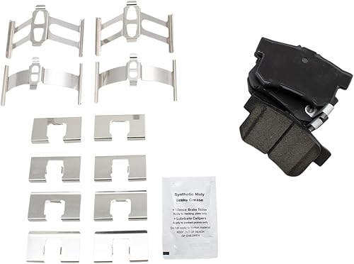 Miniatura 4 de TRQ Kit de pastillas de freno delanteras y traseras y rotores Kit de productos químicos de freno, pastillas de freno de cerámica compatible con