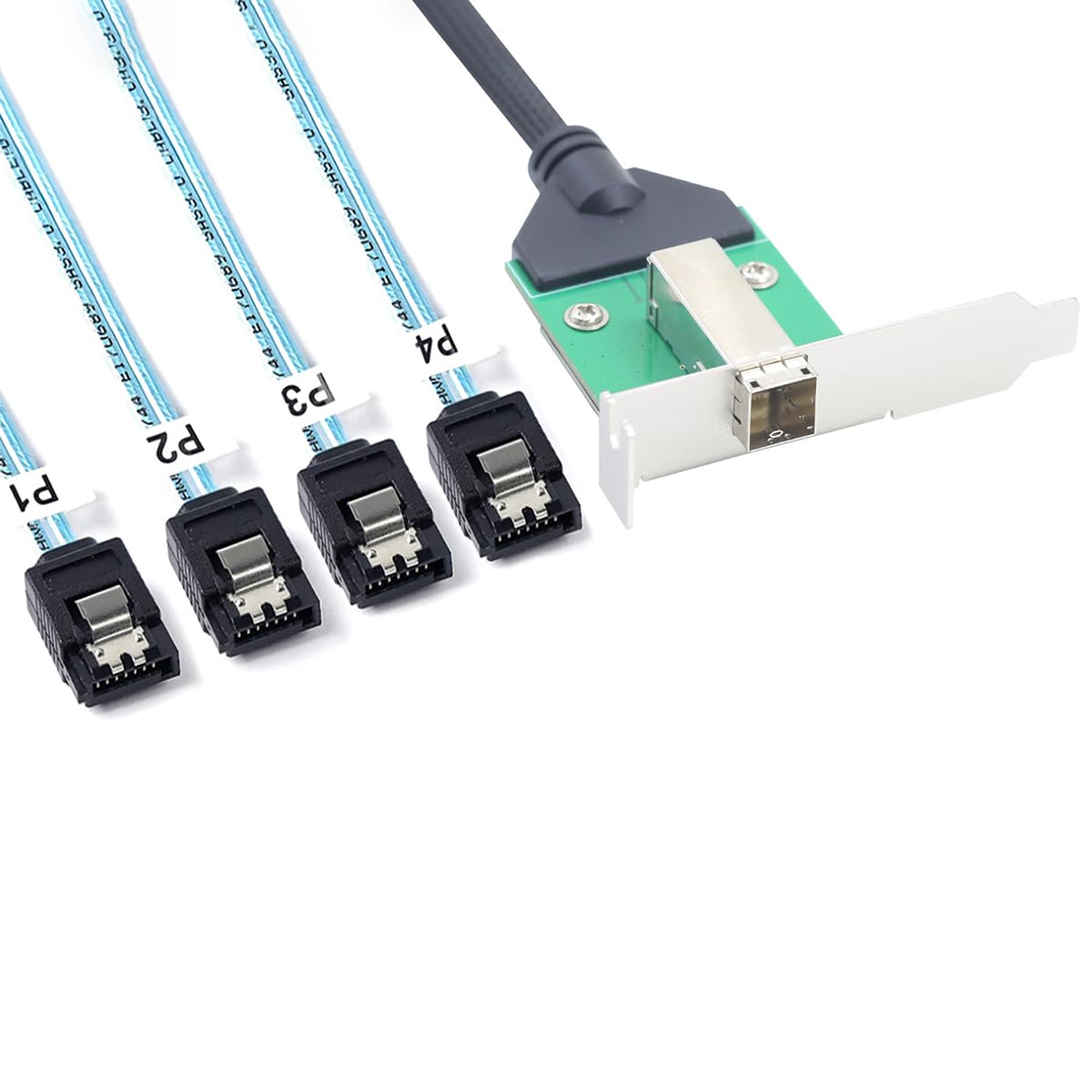 Mini SAS HD SFF-8644 żeński z zatrzaskiem na 4 kable SATA, 7-pinowe, 12 Gb/s do dysku twardego, kompatybilny z kontrolerem RAID, stacją roboczą, rozszerzeniem pamięci masowej (0,5 m)
