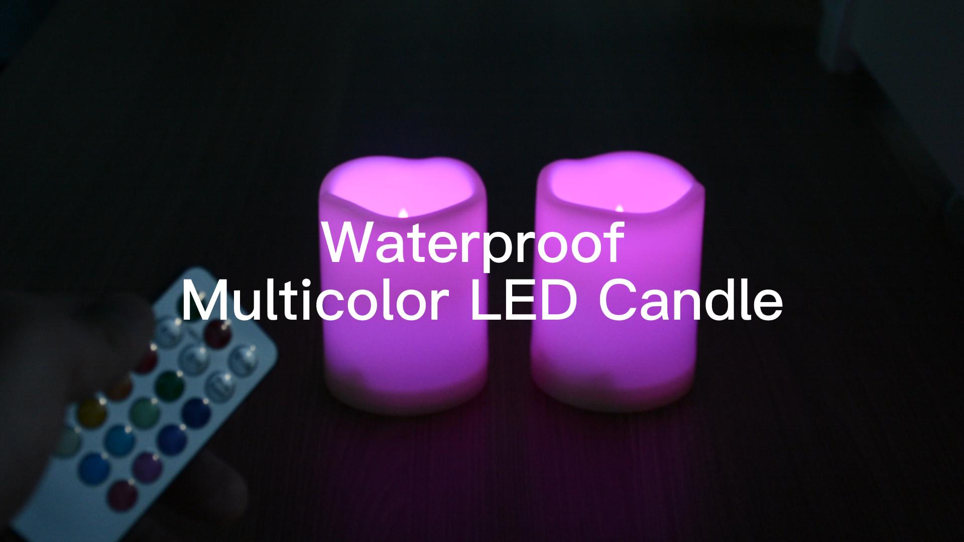Image of 2PCS 4 inch Multi-Color Flameless LED Pillar Candles with Remote Timer /Battery Operated Electric Flickering Plastic LED Fake Candle for Halloween Pumpkin Light Lantern Christmas Decorations