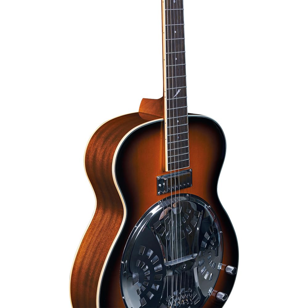 EKO GUITARS - Résonateur, Guitare Résonatrice, Table en Épicéa, Eclisses et Fond en Acajou Sapelli Laminé, Manche en Acajou, Touche 20 frettes en Roupanà Sud-Américain, Couleur Sunburst