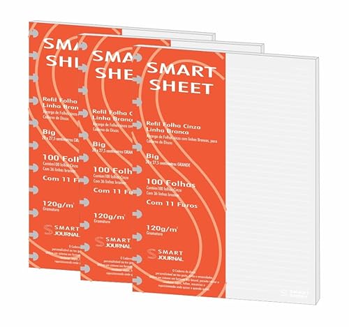 Refil Caderno de Discos 120g 300 Folhas Pauta Branca Grande 11 Furos Smart Sheet