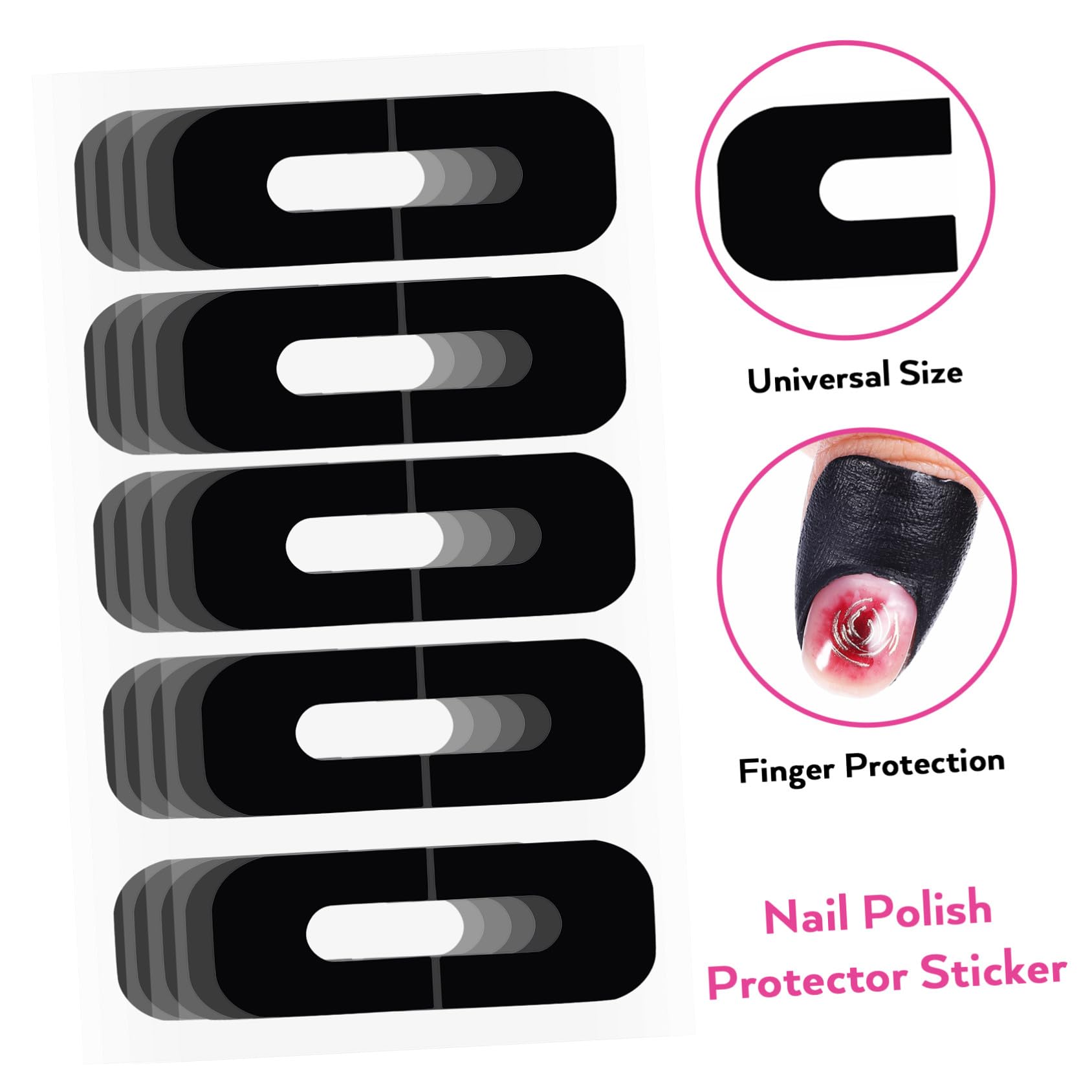 100 Feuilles Couvre-ongles Silicone U-forme Film de Protection Noir Anti-débordement pour Vernis Gel Couvre-ongles Adapté à Tous Doigts Accessoire Manucure Professionnelle et