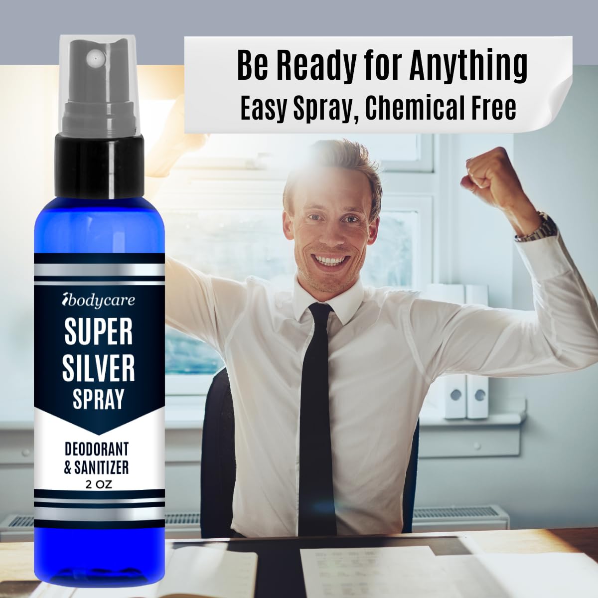 Super Silver Deodorant Spray, Natural Aluminum-Free Deodorant for Effective Odor Control, Long-Lasting, Safe for Sensitive Skin, Fragrance-Free, Travel-Friendly, 2 oz, for Women & Men - Image 2